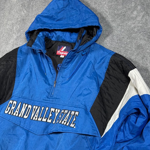 Majestic Grand Valley State Lakers Pullover Anorak Jacket Blue Mens L - Picture 5 of 13